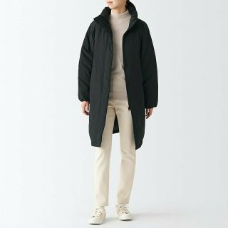 ムジルシリョウヒン(MUJI (無印良品))の●新品● 無印良品 再生ポリエステル 水を弾くダウンコート／黒／Ｌ(ダウンコート)