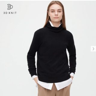 ユニクロ(UNIQLO)のユニクロ 3Dカシミヤタートルネックセーター　黒M(ニット/セーター)