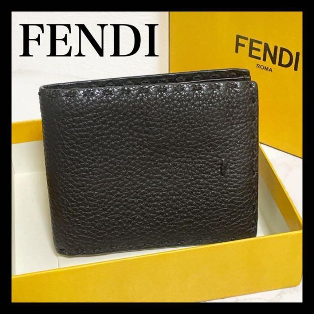 FENDI フェンディ　モンスター　2つ折り　財布　レザー　ブラック　黒　革