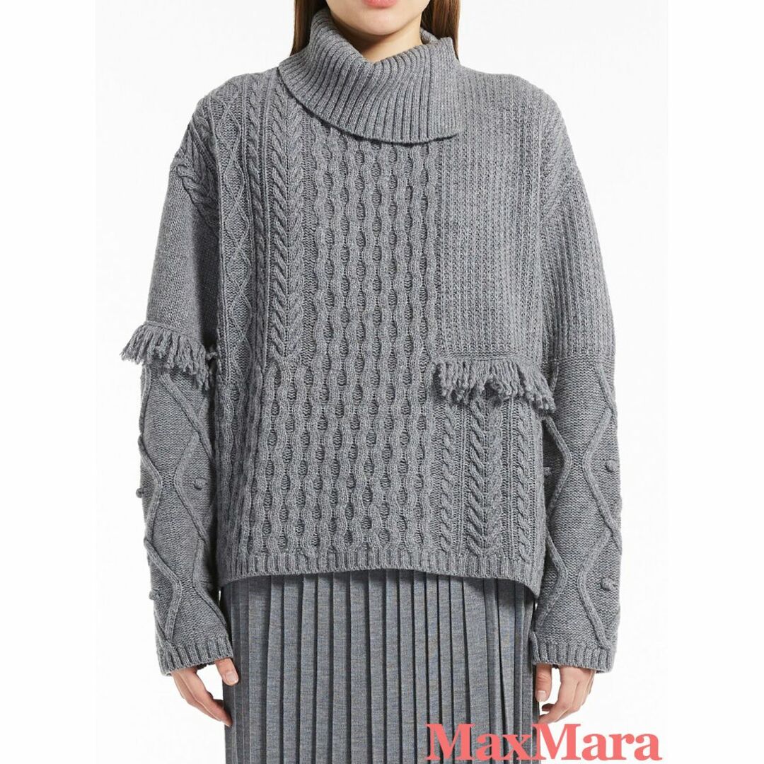 Max Mara(マックスマーラ)のマックスマーラ オーバーサイズアシンメトリーニット グレー レディースのトップス(ニット/セーター)の商品写真