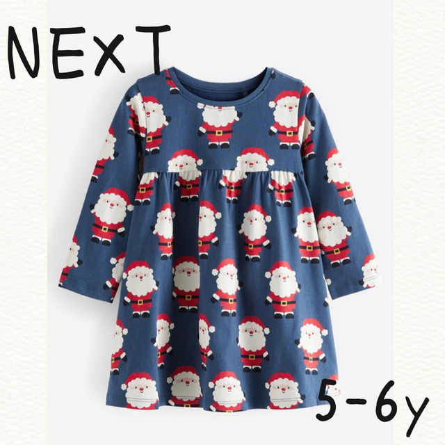 NEXT(ネクスト)の5-6 ネクスト クリスマス サンタ ジャージーワンピース キッズ/ベビー/マタニティのキッズ服女の子用(90cm~)(ワンピース)の商品写真