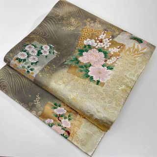 美品『花々』西陣織袋帯 正絹k135(着物)