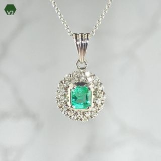 【17-11】エメラルド　ダイヤモンド　ネックレス　E0.51ctD0.2ct (ネックレス)