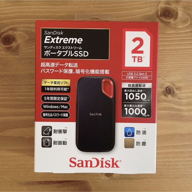 SanDisk エクストリーム ポータブルSSD 2TB SDSSDE61-2TSSD