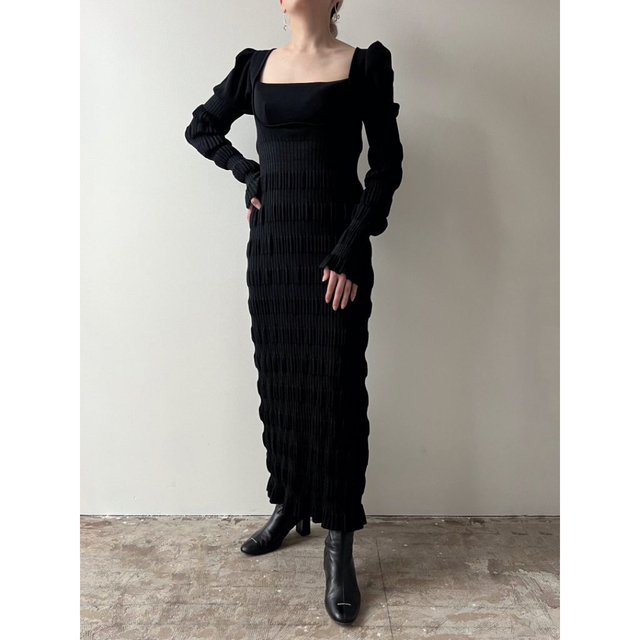 STRIPE RIB KNIT DRESS フェティコ BLACKの通販 by みゅう's shop|ラクマ