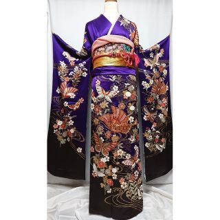 トールサイズ☆振袖７点セット《暈し染め・金銀彩駒刺繍舞蝶吉祥花文様》(振袖)