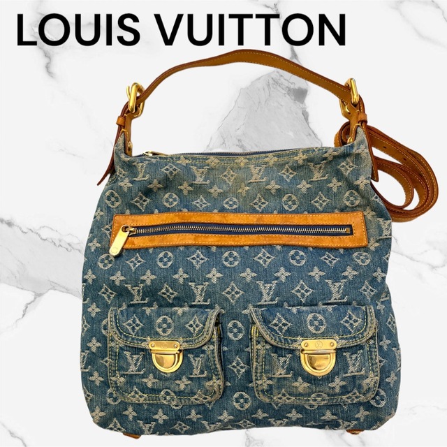 カラーインディゴブルーLOUIS VUITTON★モノグラムデニム★バギーGM ショルダーバッグ