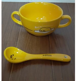 新品未使用　ぐでたまスプーン付きスープカップ　　２点(弁当用品)