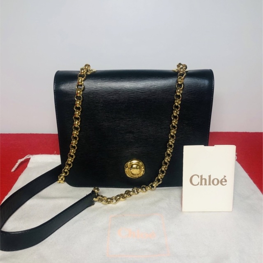 【極美品】☆Chloe クロエ レザー チェーン ショルダーバッグ　ブラック