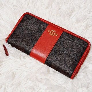 コーチ(COACH)の【COACH】美品シグネチャーストライプ柄長財布 馬車ホース(財布)