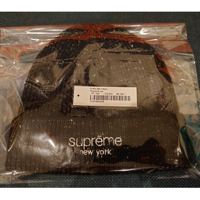 Supreme rainbow speckle beanie 黒 ニットキャップメンズ