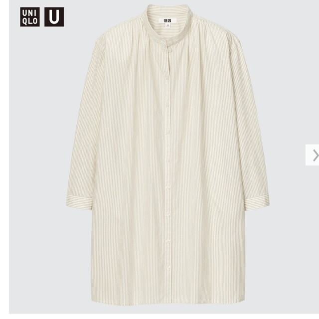 UNIQLO(ユニクロ)のお値下げしました！　ストライプシャツワンピース　110サイズ キッズ/ベビー/マタニティのキッズ服女の子用(90cm~)(ワンピース)の商品写真