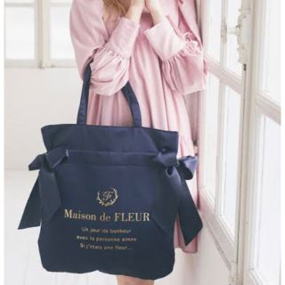 メゾンドフルール(Maison de FLEUR)のメゾンドフルール　リボントート　ネイビー(トートバッグ)