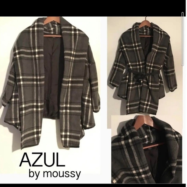 AZUL BY MOUSSY  ベルト付き アウター チェック コート   H