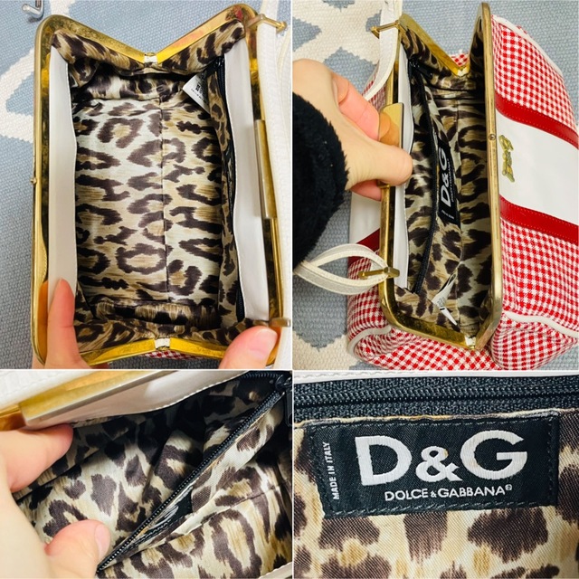 DOLCE&GABBANA(ドルチェアンドガッバーナ)の状態考慮　ドルガバ　ヴィンテージ　がま口　バッグ　チェック　赤×白 レディースのバッグ(ショルダーバッグ)の商品写真