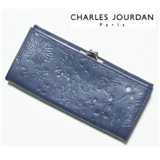 シャルルジョルダン(CHARLES JOURDAN)の《シャルルジョルダン》新品 花柄 ポケット多数 レザー がま口・かぶせ式長財布(財布)