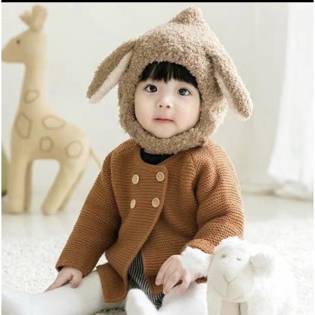 新品】うさぎ 帽子 ベビー キッズ 防寒 被り物 クリスマス 年賀状 ブラウン うさぎ 帽子 ベビー キッズ 防寒 クリスマス 被り物 可愛い ブラウン