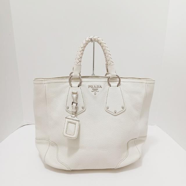 PRADA(プラダ) トートバッグ - 白 レザー-