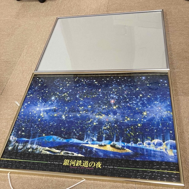 ジグソーパズル ゴールド枠付500ピース シルバー枠のみ 日本製アルミ製パズルフレーム フラッシュパネル シルバー(38×53cm)
