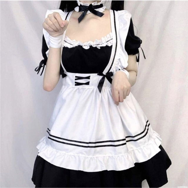 買取 メイド服 エプロン服 ホワイト ストッキング コスプレ仮装