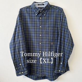TOMMY HILFIGER - Tommy〜/トミーヒルフィガー★長袖シャツ★オールドロゴ刺繍★グリーン緑★XL