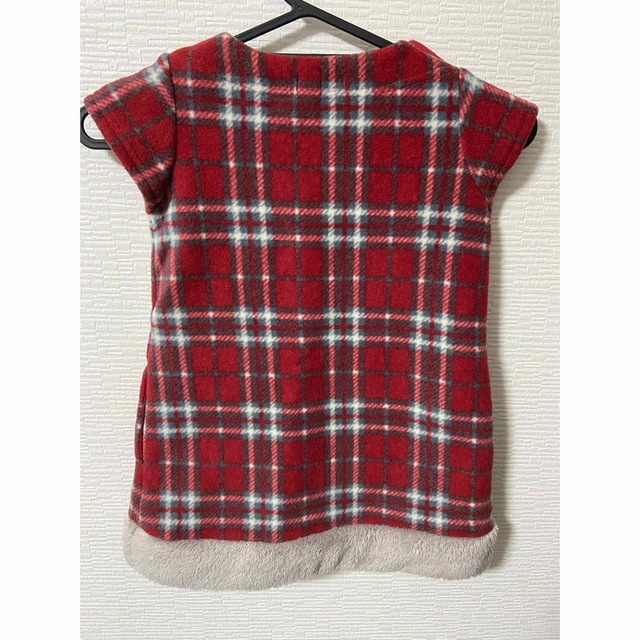 BeBe(ベベ)のBeBe  赤チェックワンピース　クリスマスカラー　100cm キッズ/ベビー/マタニティのキッズ服女の子用(90cm~)(ワンピース)の商品写真