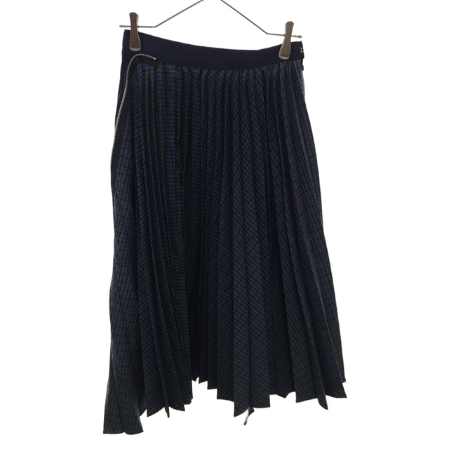 Sacai サカイ 19AW Zip Detail Pleated Skirt ジップデザインプリーツワイドロングスカート ネイビー レディース 19-04598