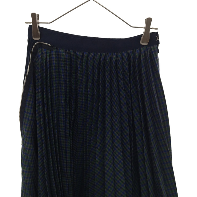 Sacai サカイ 19AW Zip Detail Pleated Skirt ジップデザインプリーツワイドロングスカート ネイビー レディース  19-04598