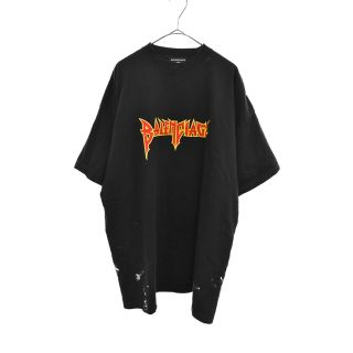 BALENCIAGA バレンシアガ 22AW メタルロゴクラッシュ加工オーバーサイズクルーネック半袖Tシャツ 694576 ブラック