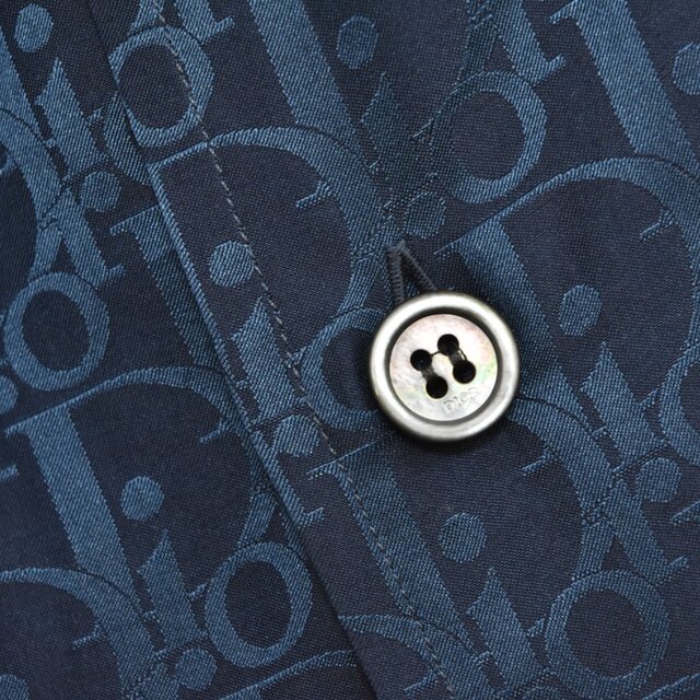 DIOR ディオール 21SS Oblique Jacquard Short-Sleeve Shirt オブリーク ジャガード オープンカラー  シルクシャツ 総柄半袖シャツ ブルー 113C519A5050