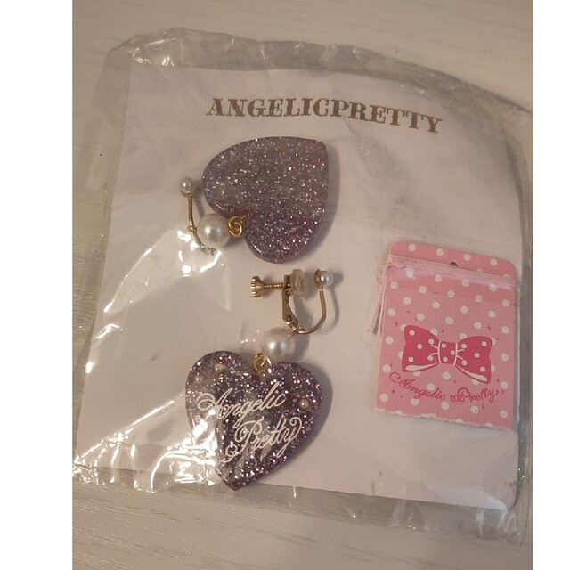 Angelic Pretty(アンジェリックプリティー)のAngelic pretty イヤリング 飾り ハート ラベンダー レディースのアクセサリー(イヤリング)の商品写真