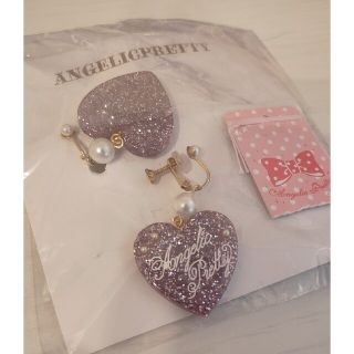 アンジェリックプリティー(Angelic Pretty)のAngelic pretty イヤリング 飾り ハート ラベンダー(イヤリング)