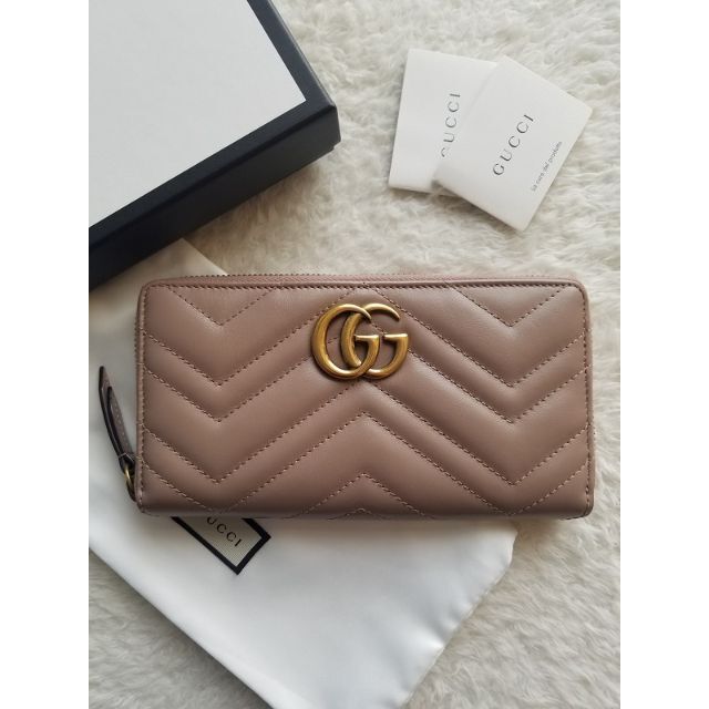 送料無料】 - Gucci GUCCI 長財布 ジップ レザー キルティング GG