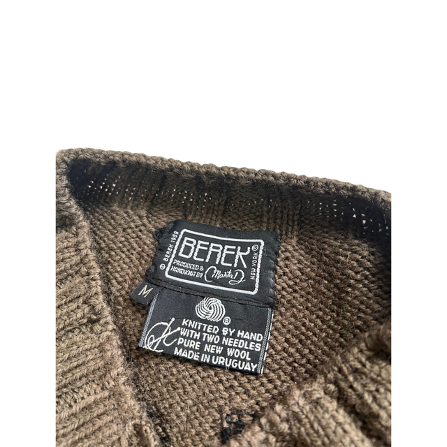 1980s】BEREK ウルグアイ製 ハンドニットセーター 総柄 ユーロ