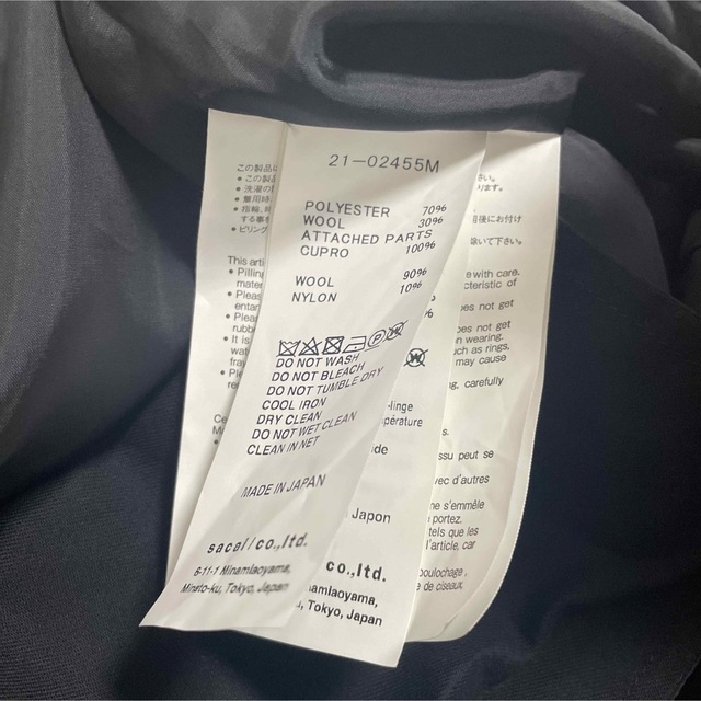 sacai - sacai Suiting Coat 異素材切替コート ハイブリッド2021ssの