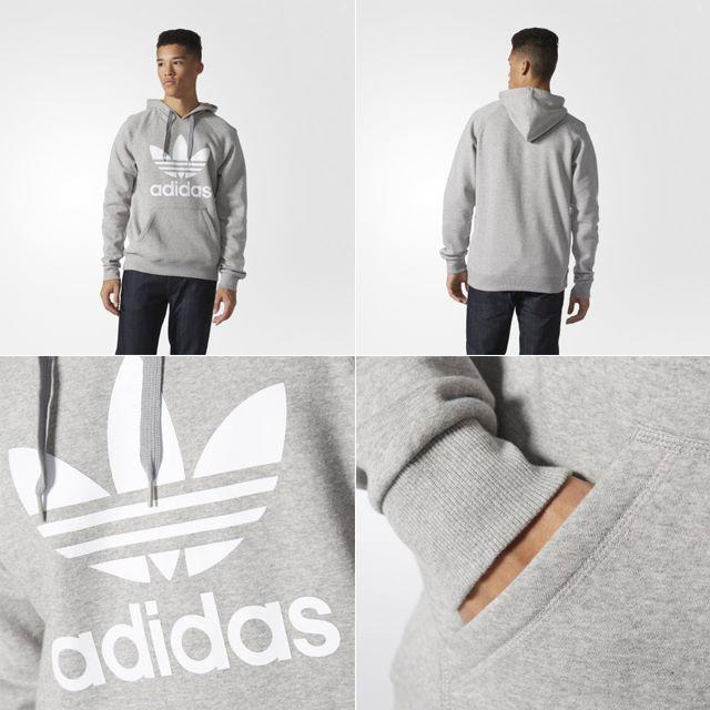 L【新品/即日発送OK】adidas オリジナルス パーカー グレー/白