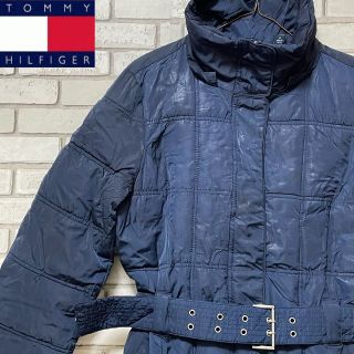 トミーヒルフィガー(TOMMY HILFIGER)のレア TOMMY HILFIGER コート ナイロン素材 ネイビー レディースS(ロングコート)