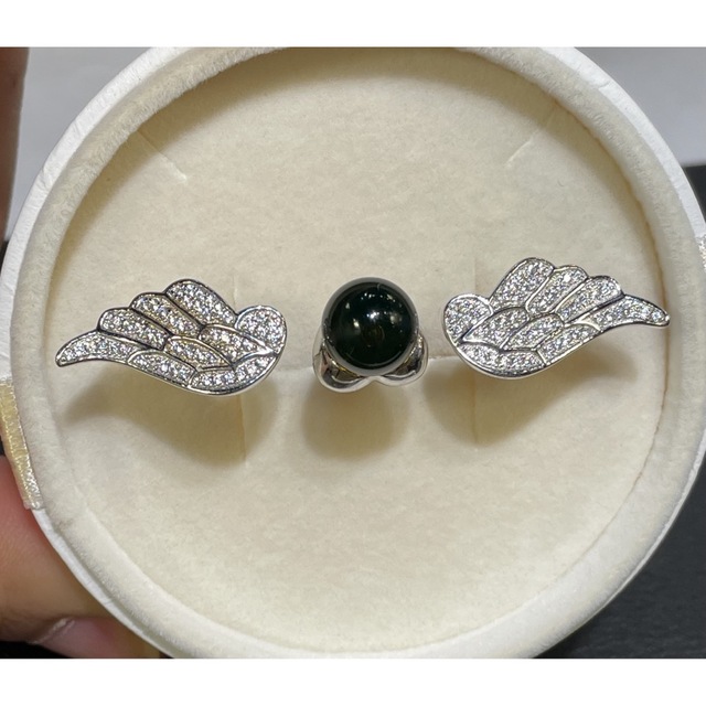 高品質激安セール　ドミニカ産　天然ブルーアンバー　指輪　リング　フリーサイズ レディースのアクセサリー(リング(指輪))の商品写真