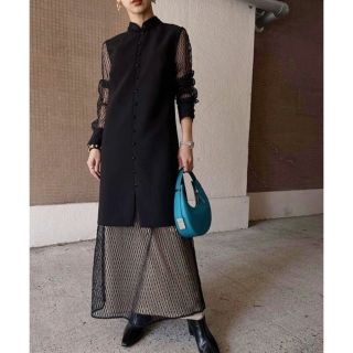 アメリヴィンテージ(Ameri VINTAGE)のAMERI MELON SLEEVE STRAIGHT DRESS(ロングワンピース/マキシワンピース)