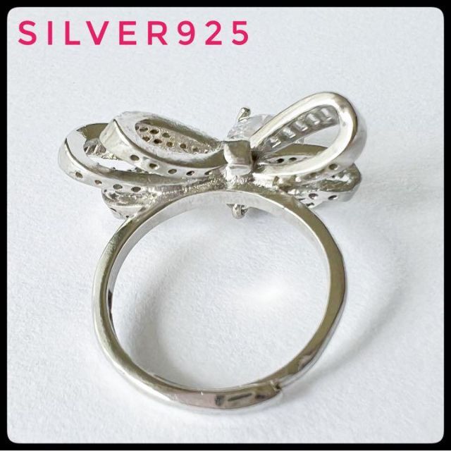sonaダイヤモンド  リボン ドロップ リング silver925 刻印 レディースのアクセサリー(リング(指輪))の商品写真