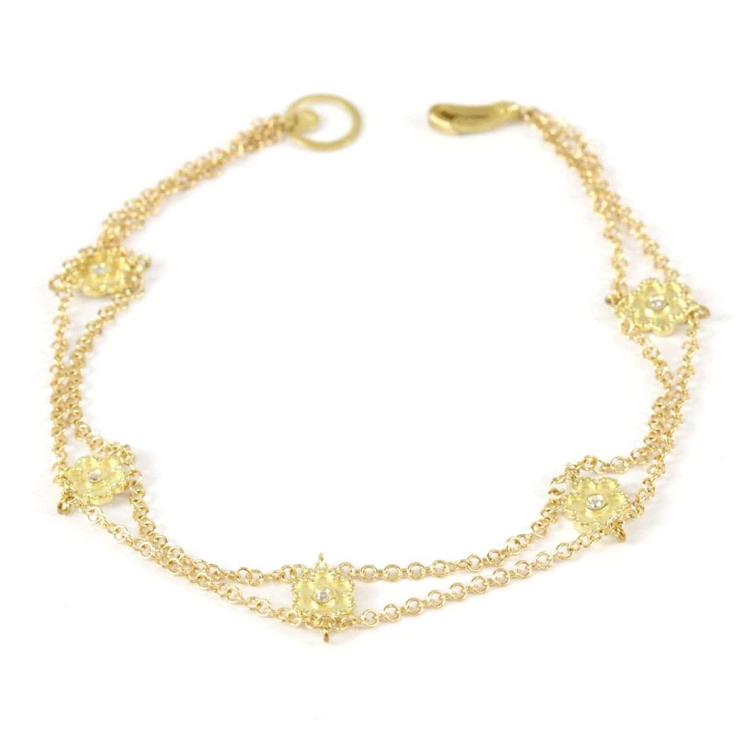 日本最大の 美品『USED』 フラワー ゴールド【中古】 K18 ブレスレット