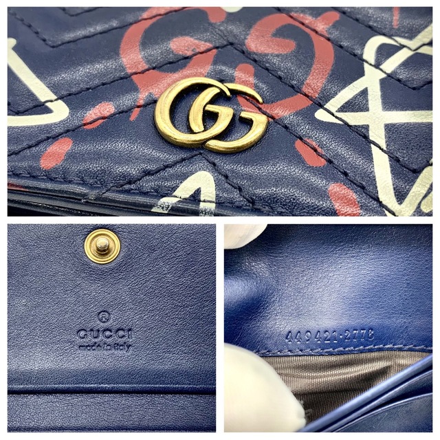 Gucci - 【超極美品】グッチ 財布 ゴースト キルティング GGマーモント