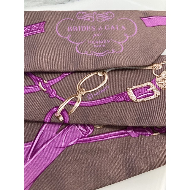 エルメス HERMES ツイリー 未使用品 ブリッド ドゥ ガラ パープル