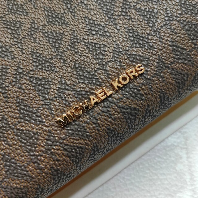 国内正規品★マイケルコース ミディアム MKロゴ ウォレット ブラウン ピンク