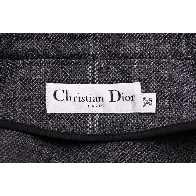 Christian Dior(クリスチャンディオール)の[USED/中古]Christian Dior クリスチャンディオール コート チェックコート ロゴ入り Pコート レディースコート グレー ウール 34 中古 ai-tdc-008252 レディースのジャケット/アウター(その他)の商品写真