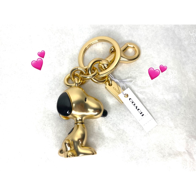 新品 タグ付き COACH コーチ スヌーピー キーホルダー ゴールド