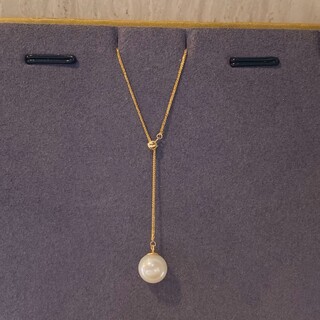 【高級】淡水真珠　一粒パールネックレスk18(ネックレス)
