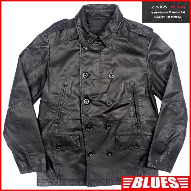 レザートレンチコート 本革 ZARA ザラ メンズ 黒 AA1433 今季ブランド