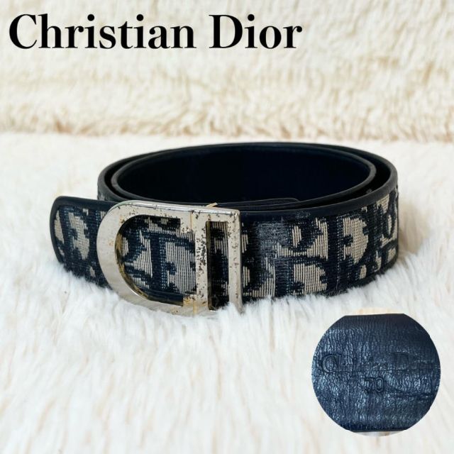 Christian Dior ディオールビンテージベルト ネイビー ロゴバックル