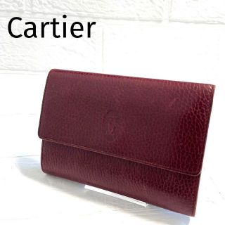 カルティエ(Cartier)のビンテージ Cartier カルティエ 三つ折り財布 ブルゴーニュ ワインレッド(財布)